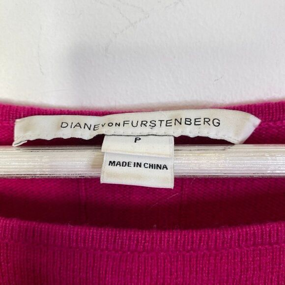 Diane Von Furstenberg Bozeman Bright Pink Wool Cashmere Sweater - Picture 3 of 6